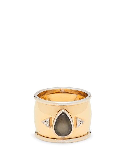 Matchesfashion.com Mukhi Sisters - Black Star Diamond & 18kt Gold Ring - Womens - Yellow Gold