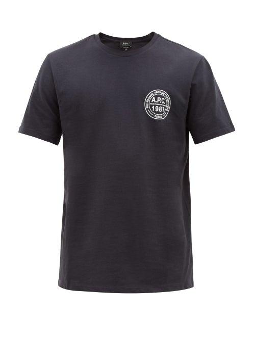 Matchesfashion.com A.p.c. - Logo Print Cotton T Shirt - Mens - Navy
