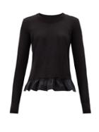 Matchesfashion.com Moncler - Ruffled-hem Wool Sweater - Womens - Black