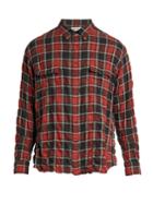 Saint Laurent Checked Cotton-blend Crinkled-flannel Shirt