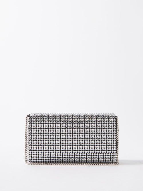 Amina Muaddi - Paloma Crystal-embellished Satin Clutch Bag - Womens - Silver