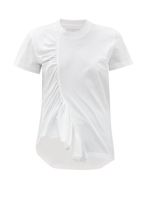 Matchesfashion.com Marques'almeida - Asymmetric Ruched Cotton T Shirt - Womens - White