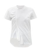 Matchesfashion.com Marques'almeida - Asymmetric Ruched Cotton T Shirt - Womens - White