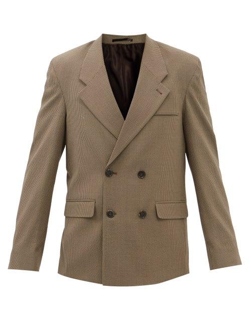 Nanushka - Alvah Double-breasted Check Seersucker Suit Jacket - Mens - Brown Multi