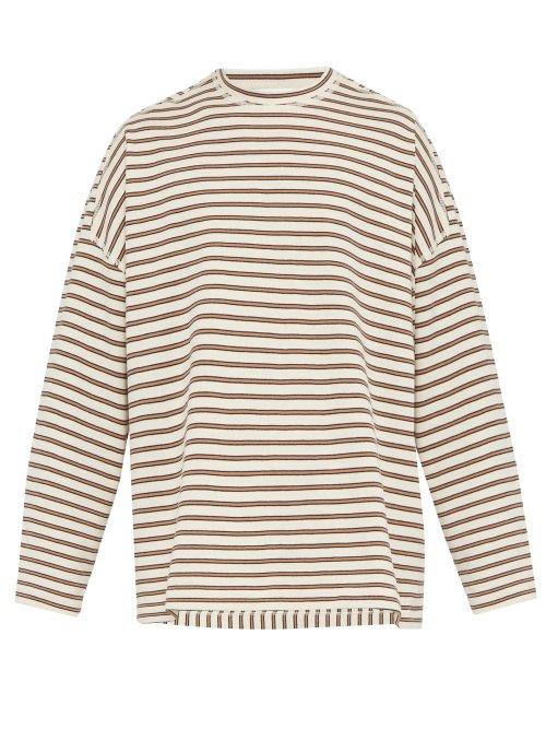 Matchesfashion.com Jil Sander - Striped Waffle Cotton T Shirt - Mens - White
