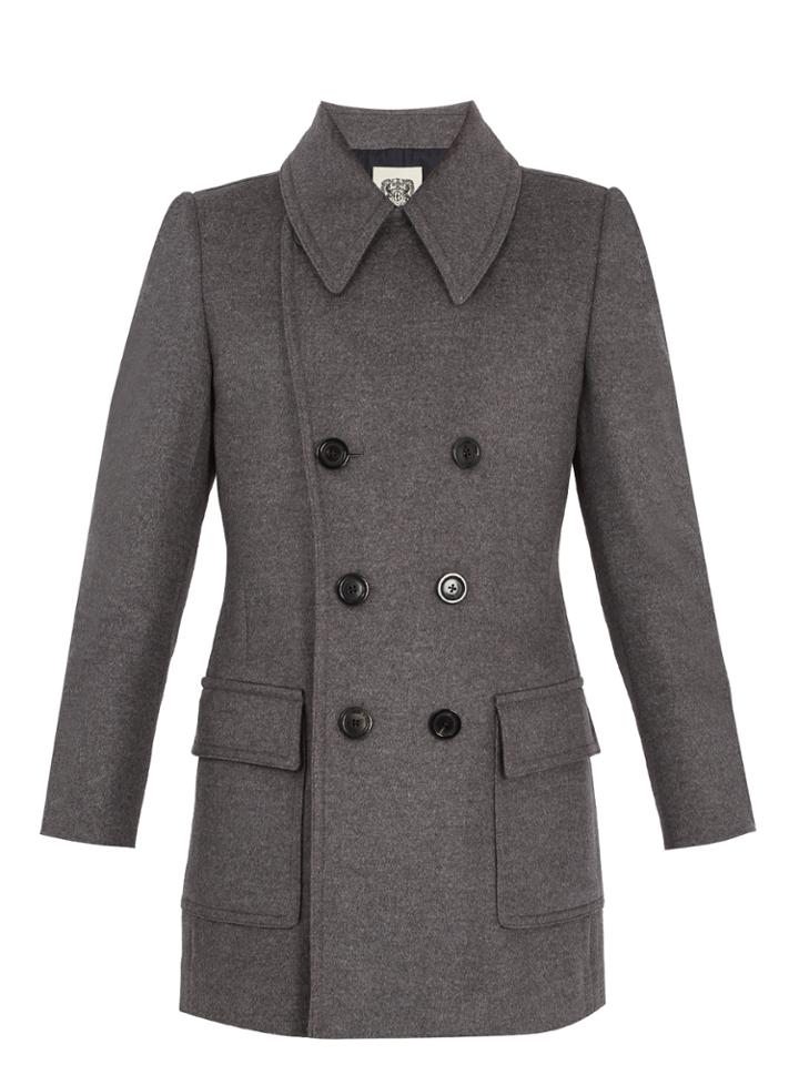 Connolly Point-collar Double-breasted Wool-blend Coat