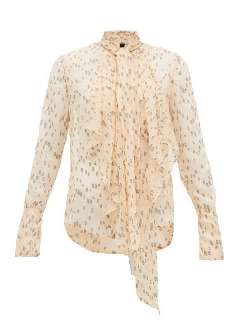 Matchesfashion.com Petar Petrov - Calida Polka-dot Silk-blend Blouse - Womens - Black / Cream