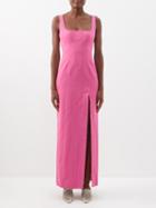 Staud - Portrait Square-neck Moir Dress - Womens - Pink