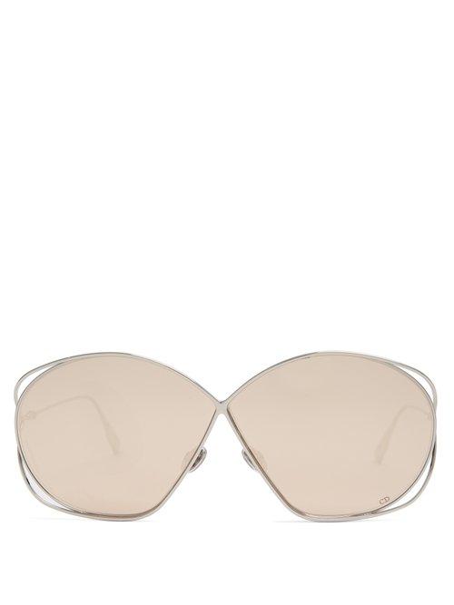 Matchesfashion.com Dior Eyewear - Stellaire2 Oversized Metal Sunglasses - Womens - Gold