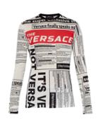 Matchesfashion.com Versace - Tabloid Print Long Sleeved T Shirt - Mens - Multi