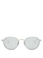Thom Browne - Tricolour-stripe Tipped Round Titanium Sunglasses - Mens - Silver