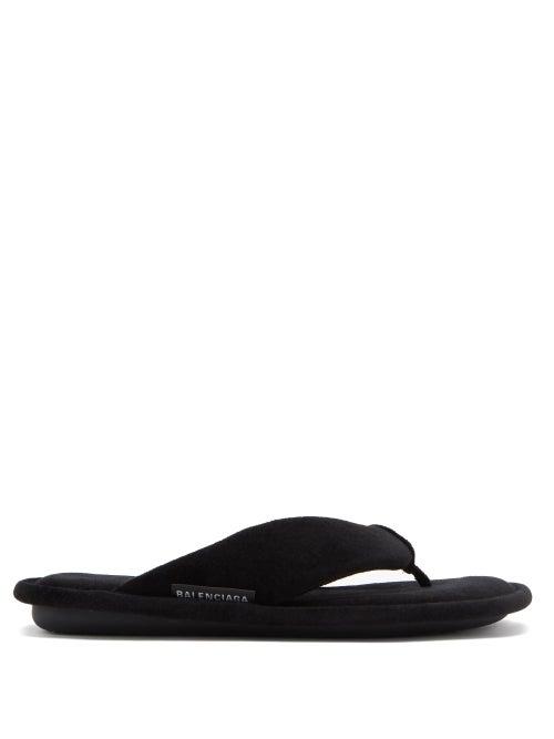 Matchesfashion.com Balenciaga - Logo-tab Fleece Slides - Womens - Black