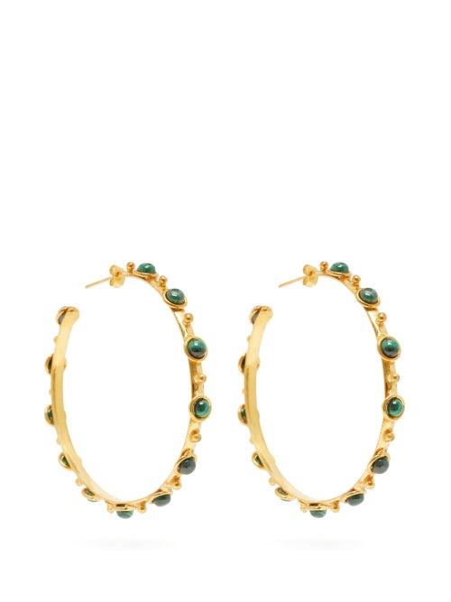 Matchesfashion.com Sylvia Toledano - Candy Malachite Embellished Hoop Earrings - Womens - Green