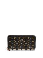 Matchesfashion.com Christian Louboutin - Panettone Embellished Zip Around Leather Wallet - Womens - Black Gold