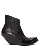 Matchesfashion.com Vetements - Slanted-heel Western Leather Ankle Boots - Womens - Black