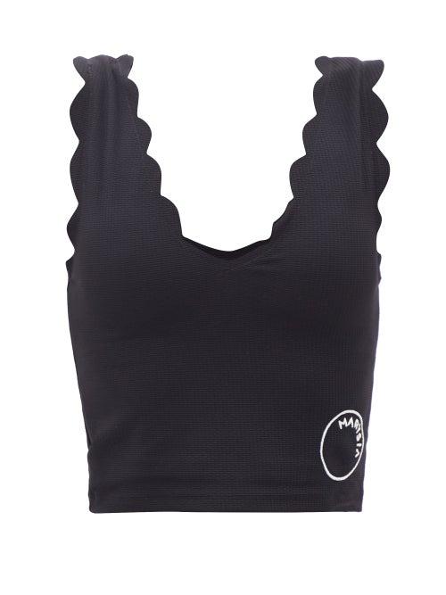 Marysia Sport - Venus Scalloped-edge Cropped Top - Womens - Black