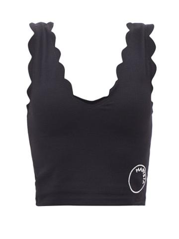 Marysia Sport - Venus Scalloped-edge Cropped Top - Womens - Black