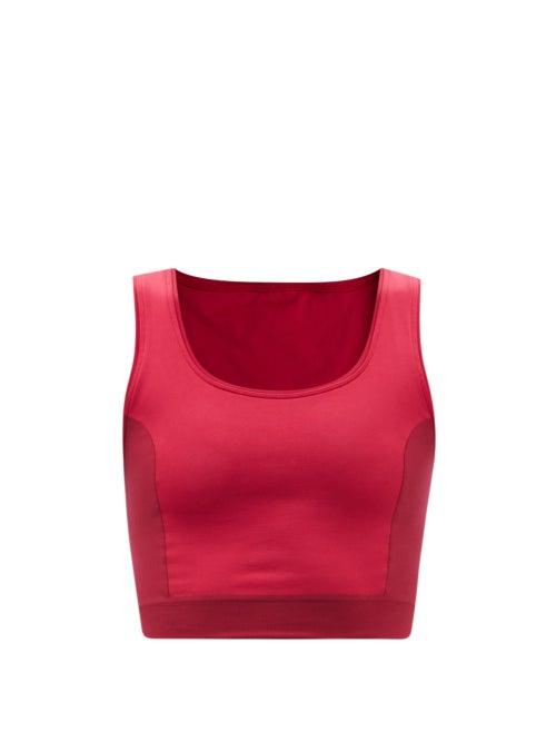 Ladies Activewear Ernest Leoty - Joanna Two-tone Recycled-fibre Cropped Top - Womens - Burgundy