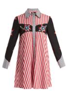 House Of Holland Star And Stripe-print Contrast Cotton Shirtdress