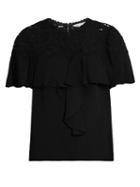 Rebecca Taylor Guipure-lace Yoke Silk-georgette Top