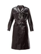 Matchesfashion.com Prada - Single Breasted Leather Coat - Womens - Black
