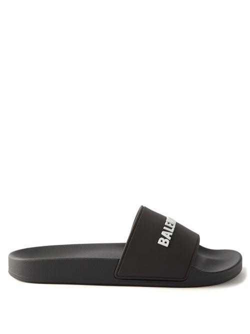 Balenciaga - Logo-print Rubber Slides - Womens - Black