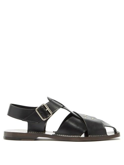 Matchesfashion.com Lemaire - Cross-over Strap Leather Sandals - Mens - Black