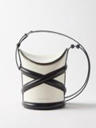 Alexander Mcqueen - The Curve Small Leather Bucket Bag - Womens - Black White