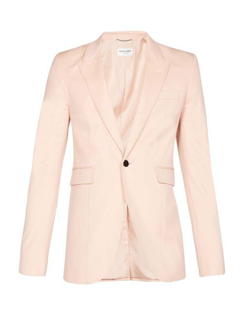 Matchesfashion.com Saint Laurent - Single Breasted Wool Twill Blazer - Mens - Pink