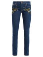 Gucci Floral-embroidered Mid-rise Skinny-leg Jeans