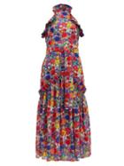 Matchesfashion.com Borgo De Nor - Dora Ruffled Floral Crepe De Chine Maxi Dress - Womens - Multi