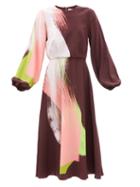 Roksanda - Anahita Printed Silk-satin Dress - Womens - Dark Red