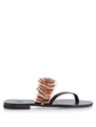 Álvaro Alberta Feather-embellished Leather Sandals