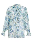 Matchesfashion.com Zimmermann - Moncur Floral Print Silk Chiffon Blouse - Womens - Blue Print