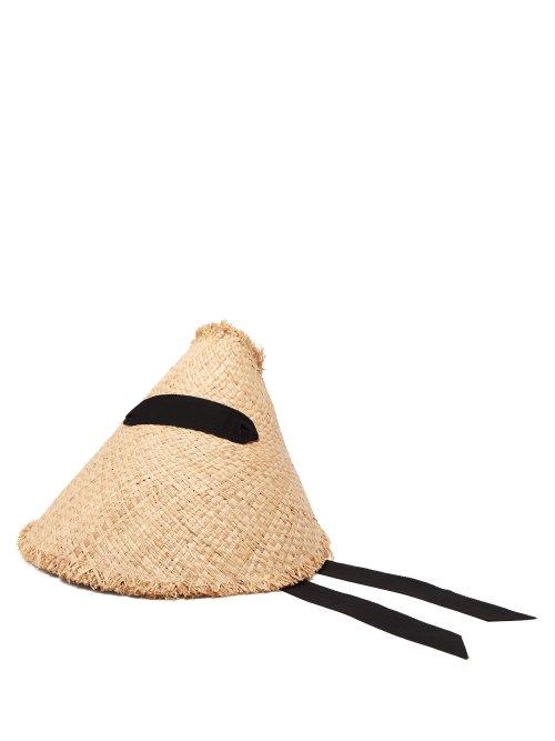 Matchesfashion.com Lola Hats - Megaphone Ribbon Embellished Raffia Hat - Womens - Black