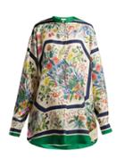 Matchesfashion.com Gucci - Floral Print Silk Twill Blouse - Womens - White Multi