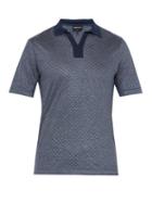 Matchesfashion.com Giorgio Armani - Zigzag Jacquard Jersey Polo Shirt - Mens - Navy