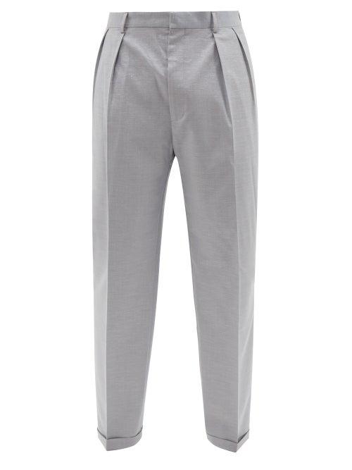 Acne Studios - Daehyun Pleated Wool-blend Lam Trousers - Mens - Blue
