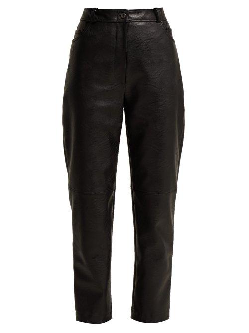 Matchesfashion.com Stella Mccartney - High Waisted Faux Leather Trousers - Womens - Black