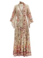 Matchesfashion.com Camilla - Drifting Dreamer Floral-print Silk Wrap Dress - Womens - Cream Print