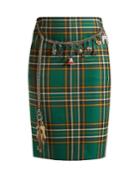 Balenciaga Tartan Chain-belt Pencil Skirt