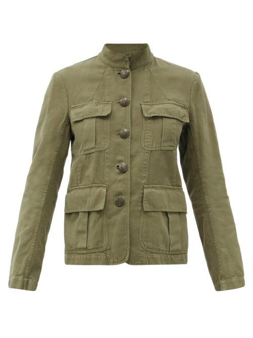 Matchesfashion.com Nili Lotan - Cambre Stand-collar Cotton-blend Jacket - Womens - Khaki