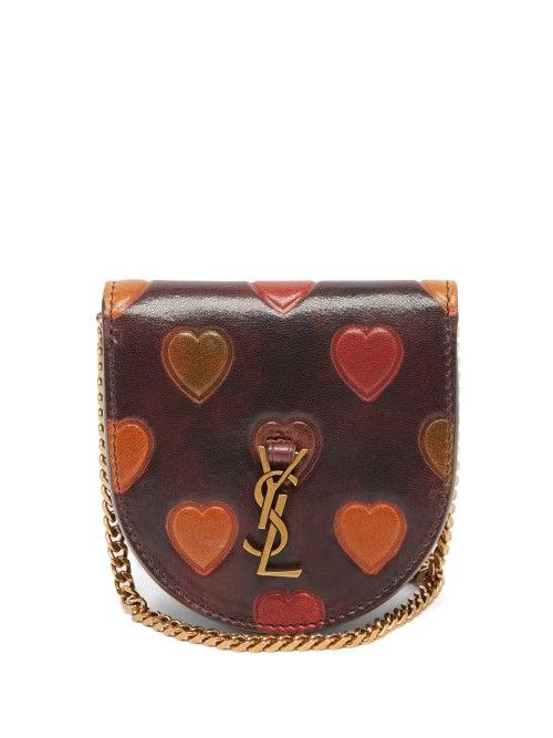 Saint Laurent - Heart-debossed Leather Cross-body Bag - Womens - Brown Multi