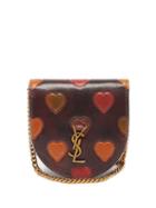 Saint Laurent - Heart-debossed Leather Cross-body Bag - Womens - Brown Multi