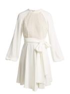 Matchesfashion.com Giambattista Valli - Pois Lace And Crepe Mini Dress - Womens - White