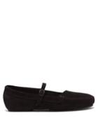 Hereu - Cedita Suede Mary Jane Flats - Womens - Black