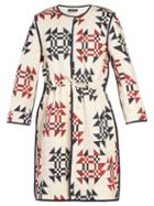 Matchesfashion.com Isabel Marant - Leist Geometric Print Tie Waist Coat - Womens - Cream Print