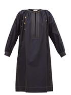 Matchesfashion.com Givenchy - Sailor Chain-neck Cotton-poplin Dress - Womens - Navy