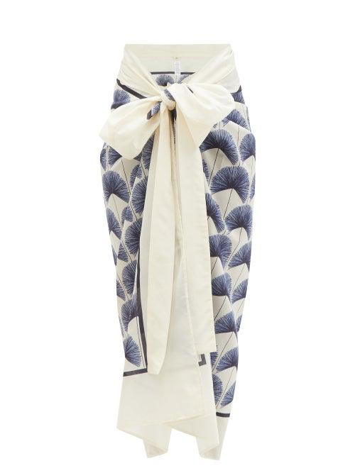 Agua By Agua Bendita - Lavanda Palma Mangle Noche Plant-print Sarong - Womens - Navy White