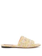 Matchesfashion.com Rochas - Crystal-embellished Floral-jacquard Slides - Womens - Yellow Multi